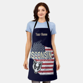 Wisconsin United Staaten Staat Map Vintag USA Schürze