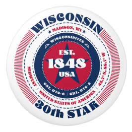 Wisconsin US-Staat Red White Blue Typografy Keramikknauf