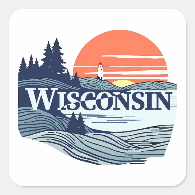 Wisconsin USA Quadratischer Aufkleber (Vorderseite)