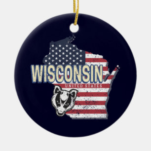 Wisconsin Vereinigte Staaten Staatenkarte Vintage Keramik Ornament