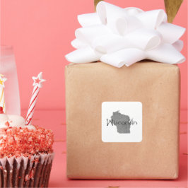 Wisconsin Vintag Grau Line Texturierte Tafel Quadratischer Aufkleber