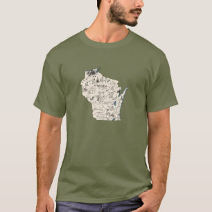 Wisconsin Vintage Bildkarte Antiquitätendiagramm T-Shirt