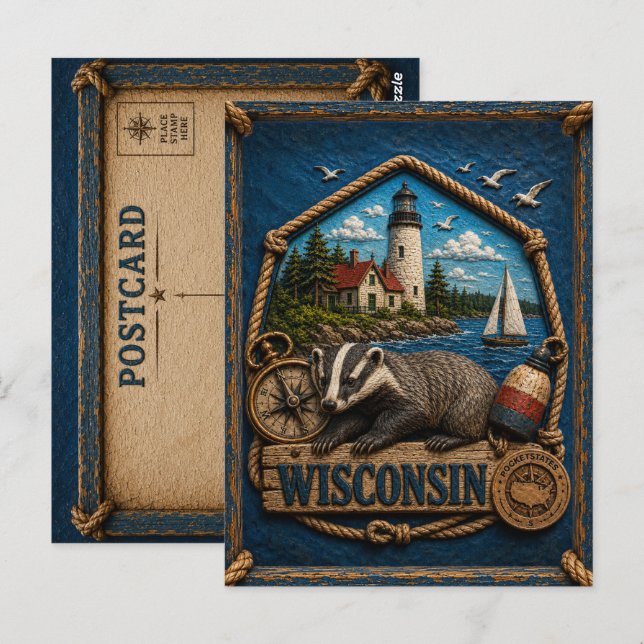 Wisconsin Vintage Reise Postkarte (Vorne/Hinten)