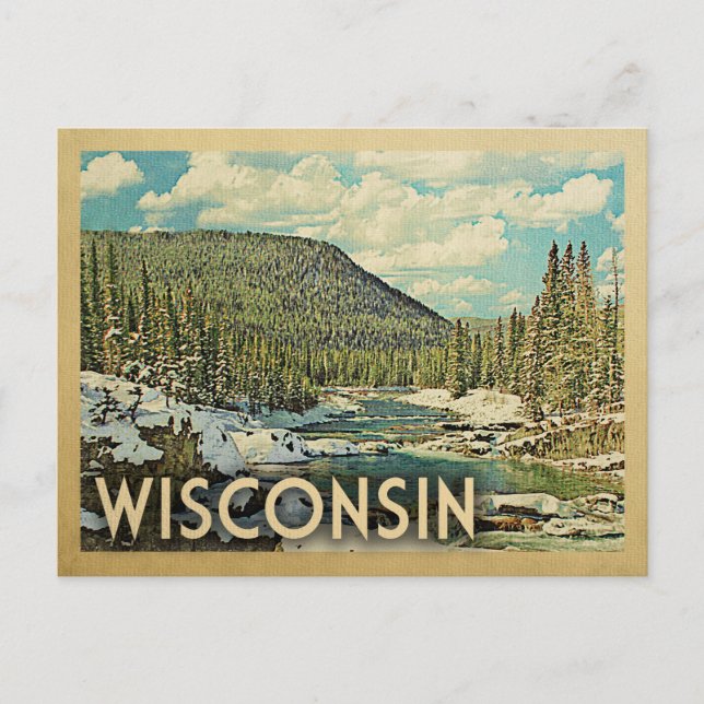 Wisconsin Vintage Travel Snowy Winter Natur Postkarte (Vorderseite)