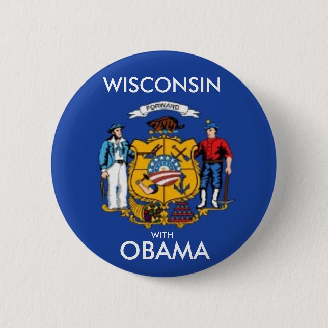WISCONSIN VORWÄRTS MIT OBAMA-Knopf Button (Vorderseite)
