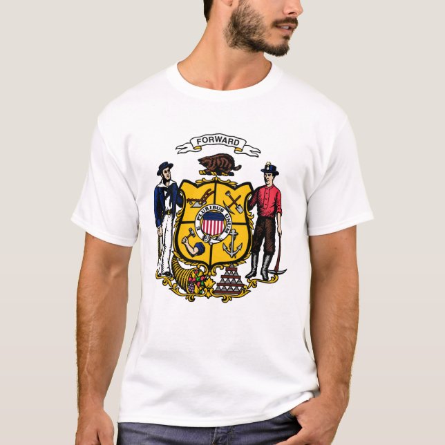 Wisconsin-Wappen, amerikanischer T - Shirt (Vorderseite)