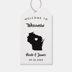 Wisconsin Wedding Welcome Bag Tags, Karte Geschenkanhänger
