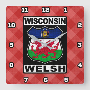 Wisconsin Welsh American Wall Clock Quadratische Wanduhr