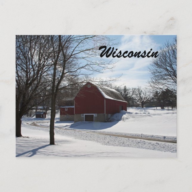 Wisconsin Winter Barn Postcard Postkarte (Vorderseite)