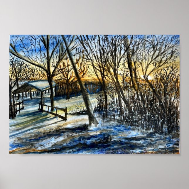 Wisconsin Winter Sunset by Shira B Poster (Vorne)