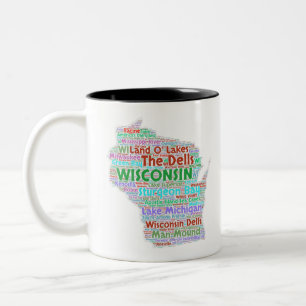 Wisconsin-Wort-Wolke Zweifarbige Tasse