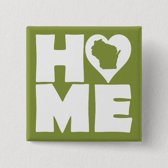 Wisconsin Zuhause Heart Staat Button Abzeichen But (Vorderseite)
