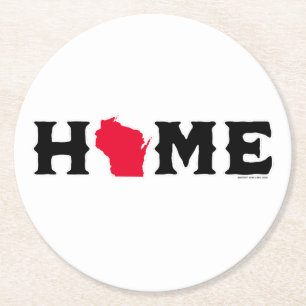 Wisconsin Zuhause Runder Pappuntersetzer
