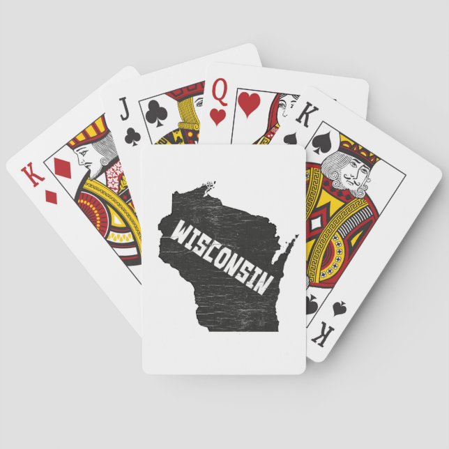 Wisconsin-Zuhause-Vintage beunruhigte Spielkarten (Rückseite)
