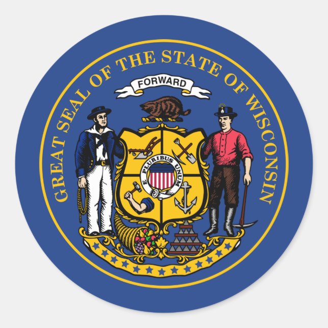 Wisconsinit-Siegel, Siegel des Wisconsin-Aufkleber Runder Aufkleber (Vorderseite)