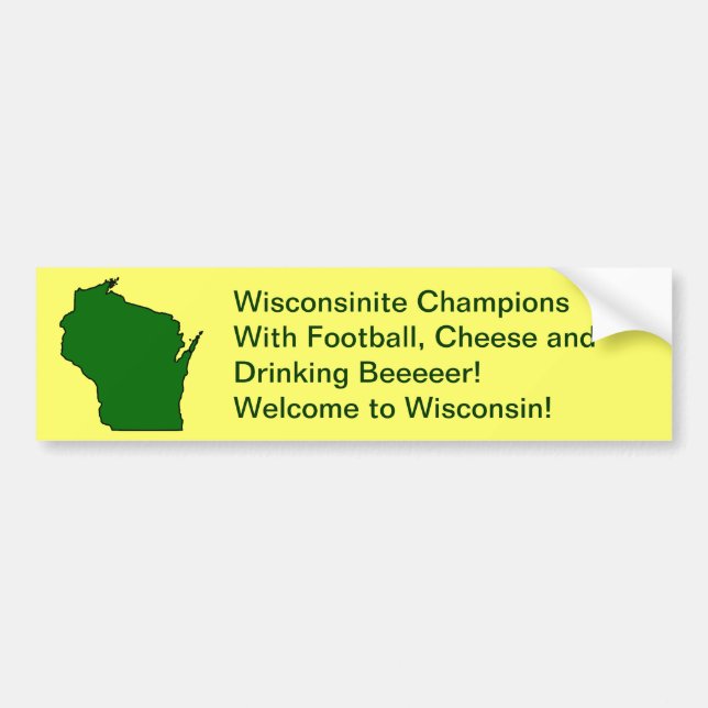 Wisconsinite Champions Football, Käse und Bier Autoaufkleber (Vorne)