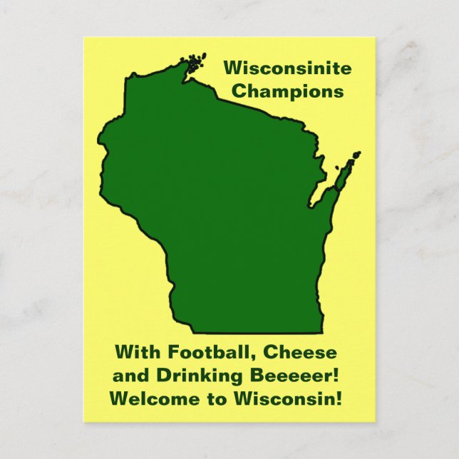 Wisconsinite Champions Football, Käse und Bier Postkarte (Vorderseite)