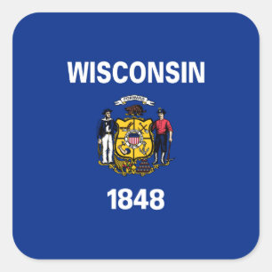 Wisconsinite Flag, Fahne von Wisconsin Quadratischer Aufkleber