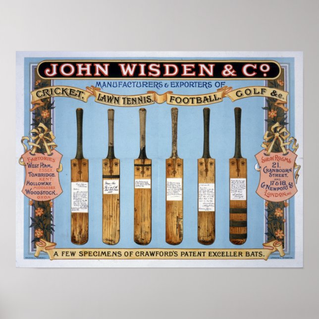 Wisden Cricket Bats, 1895 Poster (Vorne)
