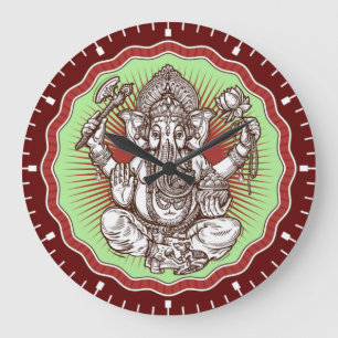Wisdom Ganapati Indien Hindu Lord Ganesha Elephant Große Wanduhr