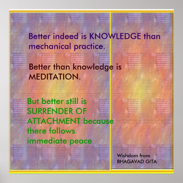 WISDOM-Zitate aus Bhagavad Gita Poster (Vorne)