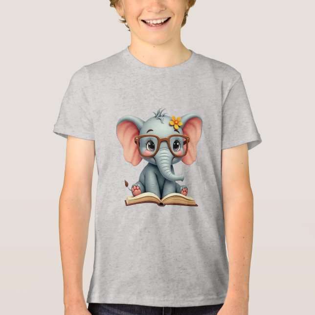 Wise Baby Elephant Tri-Blend Shirt (Vorderseite)