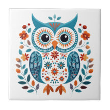 Wise Blue Owl Skandinavien Folklore Art