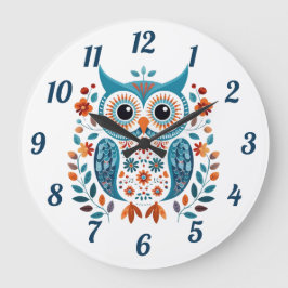 Wise Blue Owl Skandinavien Folklore Art Große Wanduhr