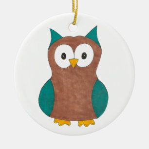 Wise Brown Blue Barwl Bird Animal Vogelbeobachtung Keramik Ornament
