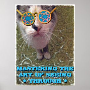 Wise Cat mit Funny Glasses Poster