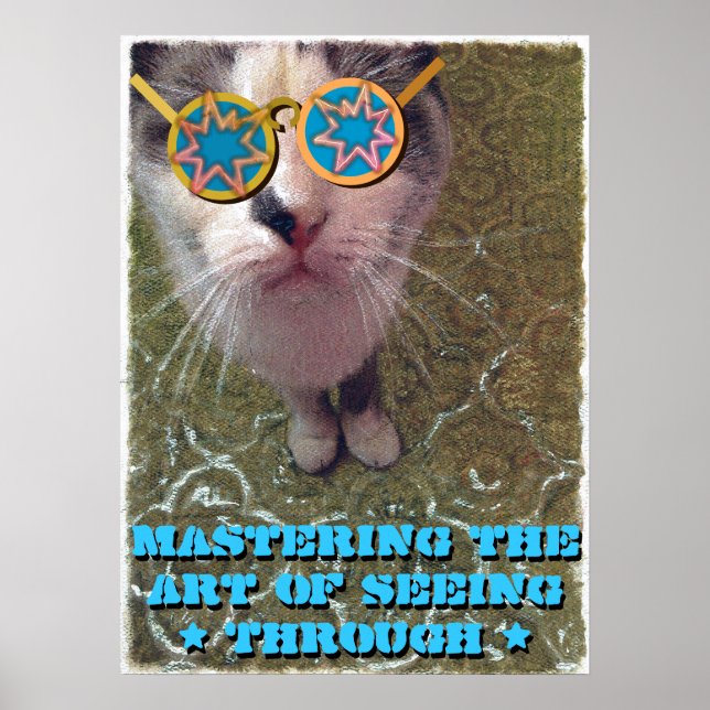 Wise Cat mit Funny Glasses Poster (Vorne)