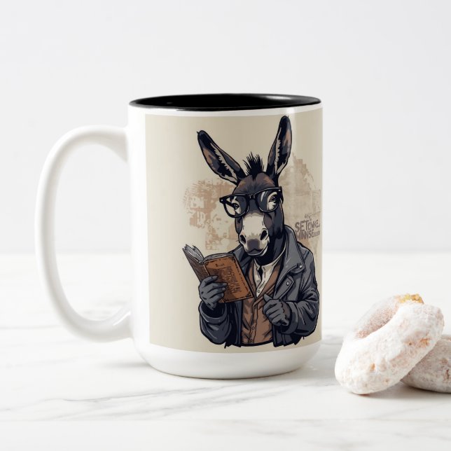 Wise Donkey — Mug Zweifarbige Tasse (Mit Donut)