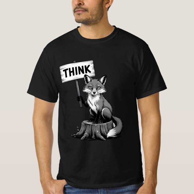 Wise Fox denkt Vintage Tierrechte T - Shirt (Vorderseite)
