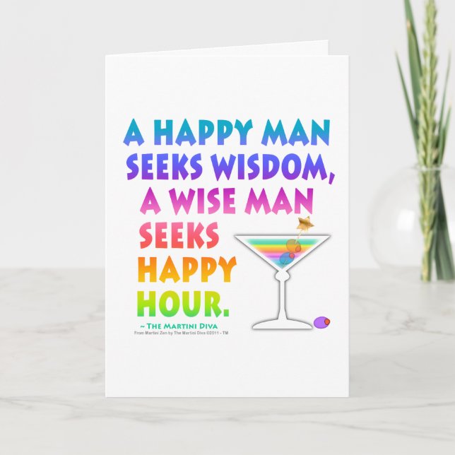 Wise Man sucht Happy Hour Grußkarten Karte (Vorderseite)