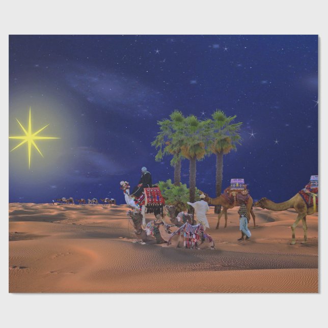 Wise Men Star Weihnachtsgrafik Geschenkpapier (Flach)