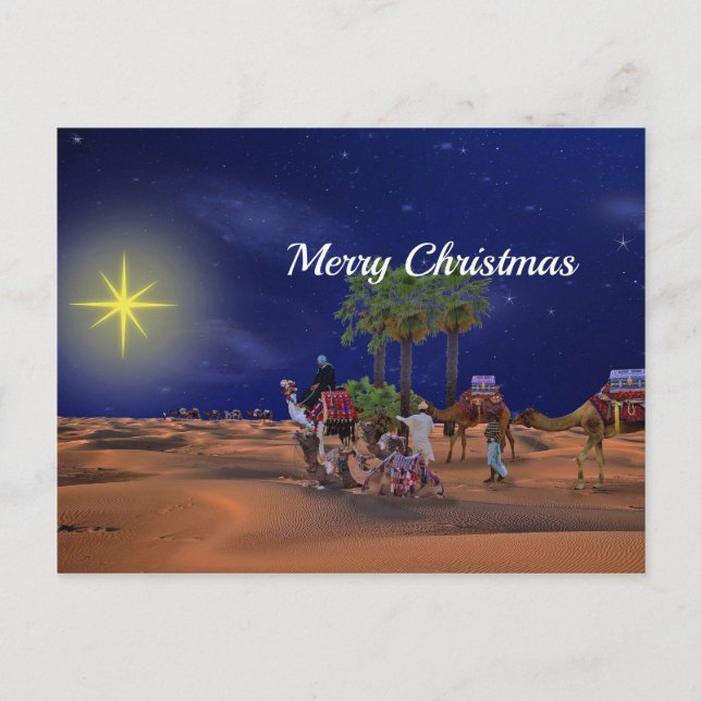 Wise Men Star Weihnachtsgrafik Postkarte (Vorderseite)