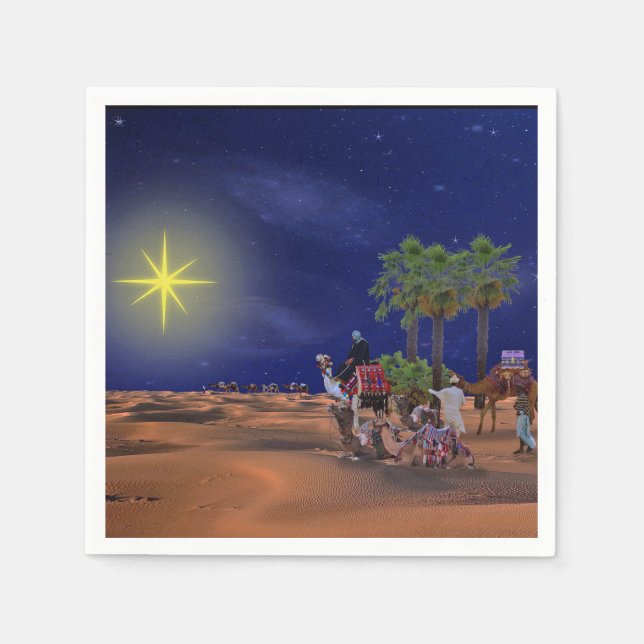Wise Men Star Weihnachtsgrafik Serviette (Vorderseite)