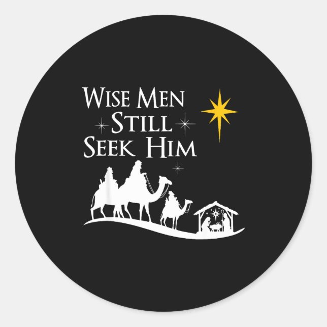 Wise Men Still Seek Him Christian Christmas Jesus  Runder Aufkleber (Vorderseite)