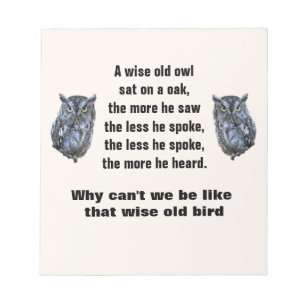 WISE OLD OWL Notepad Notizblock