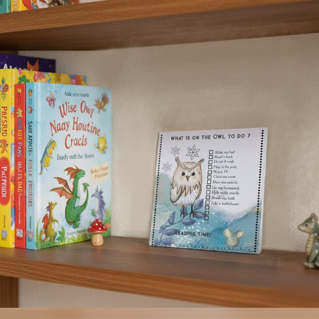 Wise Owl cute mouse Kids Daily Routine Checklist  Notizblock (Wise Owl cute mouse Kids Daily Routine Checklist Notepad)