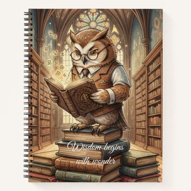 Wise Owl Librarian Vintage Art Notebook Notizbuch (Vorderseite)