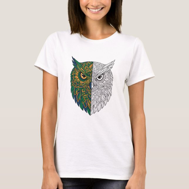Wise Owl Mandala Artistic Spirit Bird T-Shirt (Vorderseite)