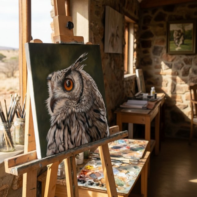 Wise Owl Painting Large Leinwanddruck (On Easel (size may vary))