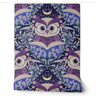 Wise Owls Under the Moonlit Sky im Wald Tapete