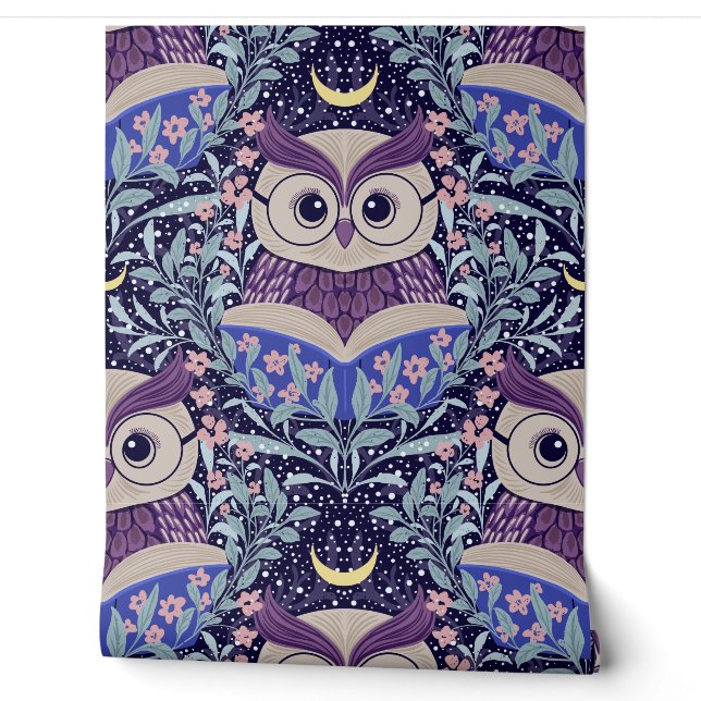 Wise Owls Under the Moonlit Sky im Wald Tapete (Abrollen)