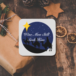 Wisemen noch suchen ihn im Star Weihnachtskleber Quadratischer Aufkleber