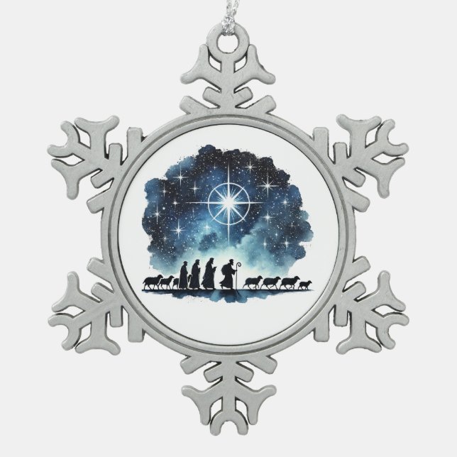 Wisemen Schneeflocken Zinn-Ornament (Vorderseite)