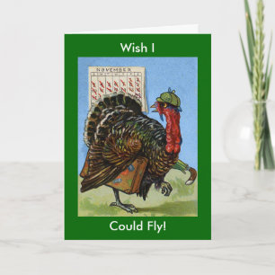 Wish I Could Fly Vintage Turkey Greeting Card Feiertagskarte