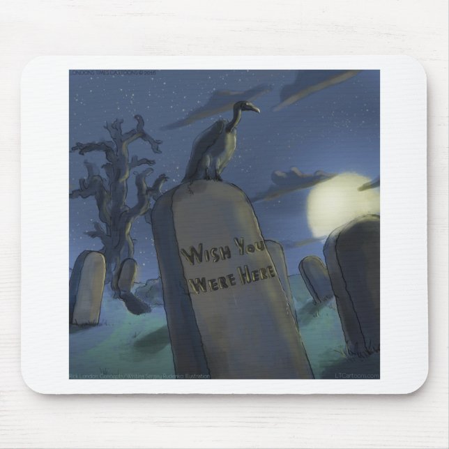 Wish U war hier Funny Halloween Headstone Geschenk Mousepad (Vorne)