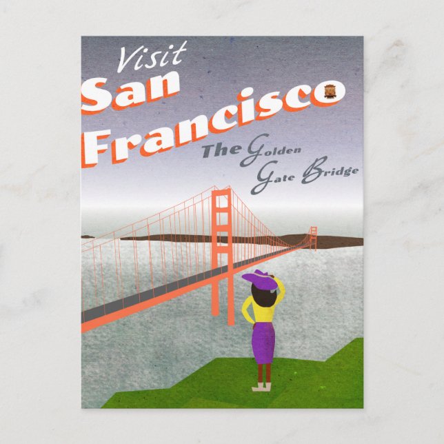 "Wish you aren here" Golden Gate Bridge Postkarte (Vorderseite)